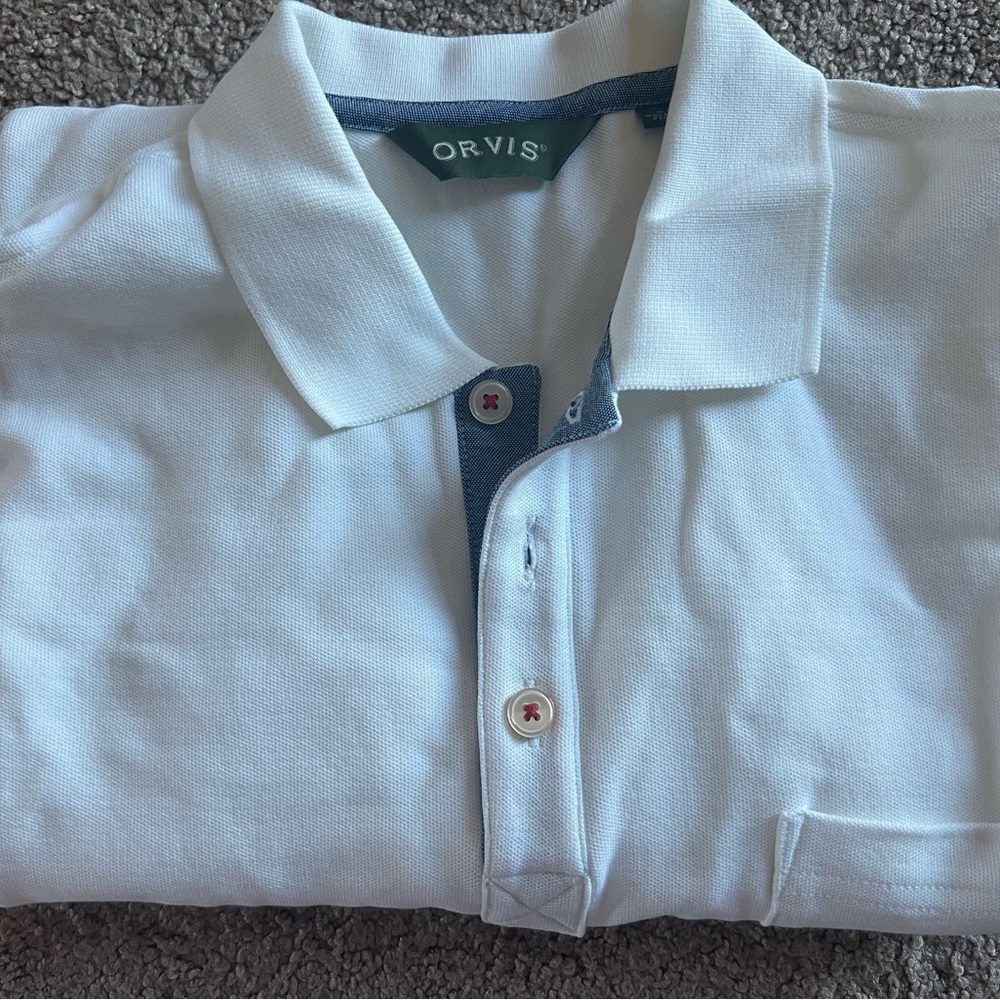 Men Orvis White Polo Shirt size M